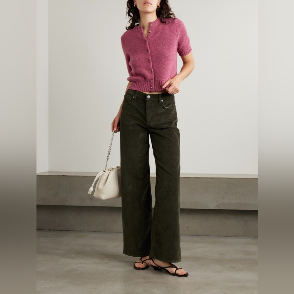 FRAME Le Slim Palazzo Army Military Green Corduroy Pants 30